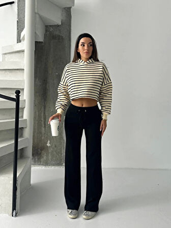 Fit comfort siyah salaş pantolon A6011