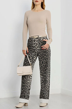 Bisiklet Yaka Parmak Geçmeli Kaşkorse bluz bej a3829