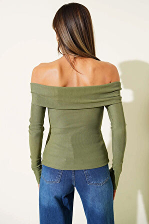 Madonna Yaka Düğmeli Bluz yeşil t4329