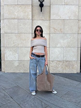 Madonna yaka sıfır kol bluz