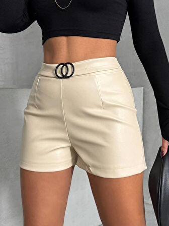 Tokalı deri şort h24444