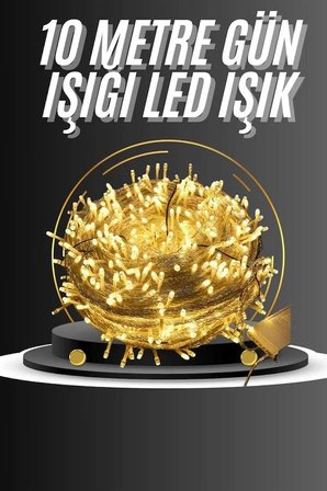 Metre Günışığı Led Işık Fişli Dekoratif Sarı Ton Aydınlatma  Modlu Led Şerit