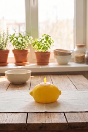 Limon Tasarımlı Mumluk - Dekoratif Masa ve Mutfak Aksesuarı - Hediyelik Ev Dekoru Aksesuar - Bioplastik