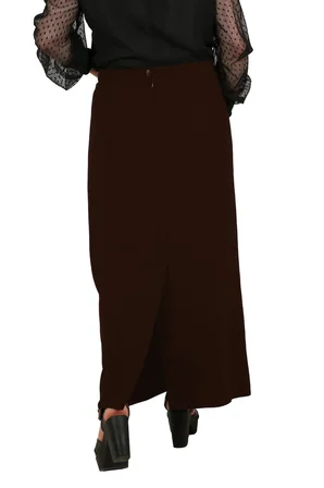 Uzun Büyük Beden Yırtmaçlı Astarlı Portoriko Kumaş Anne Eteği