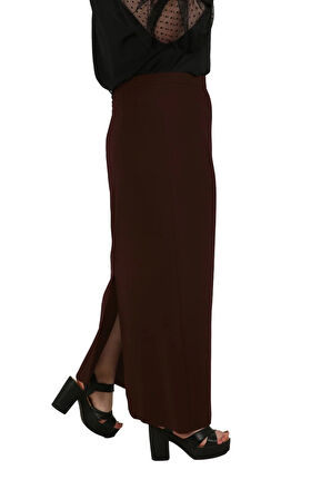 Uzun Büyük Beden Yırtmaçlı Astarlı Portoriko Kumaş Anne Eteği