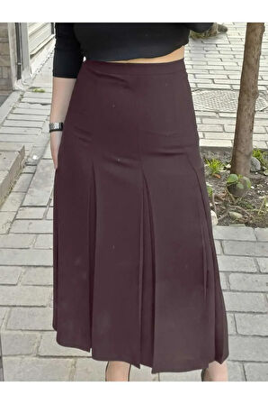 Tesettür Büyük Beden Fişekli Astarlı Portoriko Kloş Anne Eteği Urun Boy 95 Cm