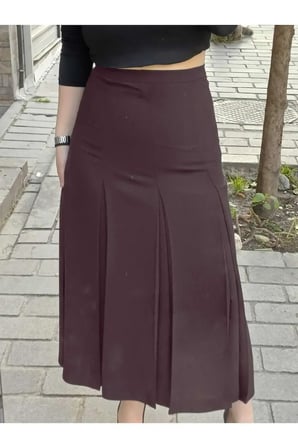 Tesettür Büyük Beden Fişekli Astarlı Portoriko Kloş Anne Eteği Urun Boy 95 Cm