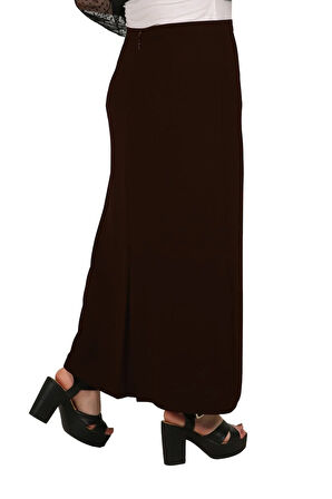 Tesettür Büyük Beden Kapalı Yırtmaç Astarlı Portoriko Kumaş Düz Anne Eteği