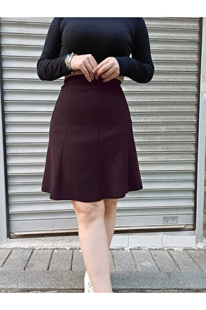 Kısa 8 Parça Portoriko Kumaş Astarlı Fermuarlı Etek