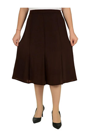 Kısa Büyük Beden Yarım Kloş Astarlı 8 Parçalı Portoriko Kumas Etek