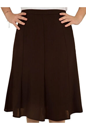 Kısa Büyük Beden Yarım Kloş Astarlı 8 Parçalı Portoriko Kumas Etek