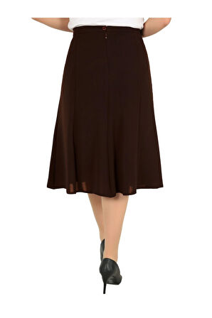 Kısa Büyük Beden Yarım Kloş Astarlı 8 Parçalı Portoriko Kumas Etek