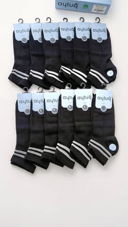 AYTUĞ COTTON ERKEK PATİK ÇORABI; YAZLIK; DİKİŞSİZ; TAMAMI SİYAHİ 12'Lİ KUTU; 41-45