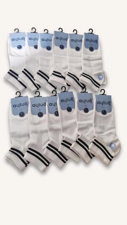 AYTUĞ COTTON ERKEK PATİK ÇORABI; YAZLIK; DİKİŞSİZ; TAMAMI BEYAZ 12'Lİ KUTU; 41-45