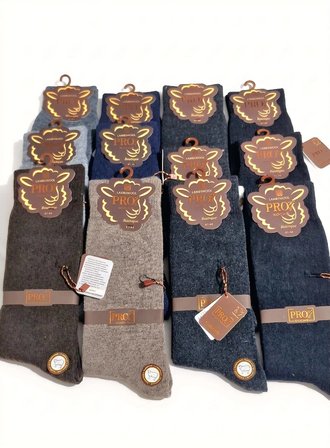 PRO BOUTİQUE STYLE ULUDAĞ LAMBSWOOL (YÜN) ERKEK ÇORAP; ASORTİ 12'Lİ PAKET; DİKİŞSİZ