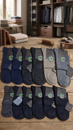 BAMBU ŞEKER (DİYABETİK) KONÇ (ORTABOY) ÇORABI; DİKİŞSİZ; ASORTİ 12'Lİ PAKET; 40-45