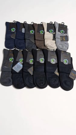 BAMBU ŞEKER (DİYABETİK) KONÇ (ORTABOY) ÇORABI; DİKİŞSİZ; ASORTİ 12'Lİ PAKET; 40-45