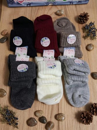 SOFT YÜN -BAMBU KATLAMALI PATİK ÇORAP; KIŞLIK; ASORTİ 6'LI PAKET; 36-39 NUMARA