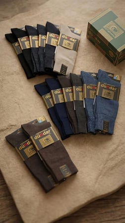 DÜNDAR PLUS ERKEK CASHMERE ÇORAP; KIŞLIK; DÜZ ASORTİ 12'Lİ PAKET; (40-44)