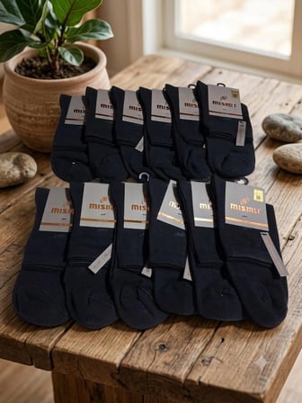 MISIRLI ORGANİK PAMUK  ERKEK KISA KONÇ ÇORABI; TAMAMI SİYAH 12'Lİ PAKET; 41-45