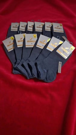 MISIRLI ORGANİK PAMUK  ERKEK PATİK ÇORABI; TAMAMI SİYAH 12'Lİ PAKET; 41-45