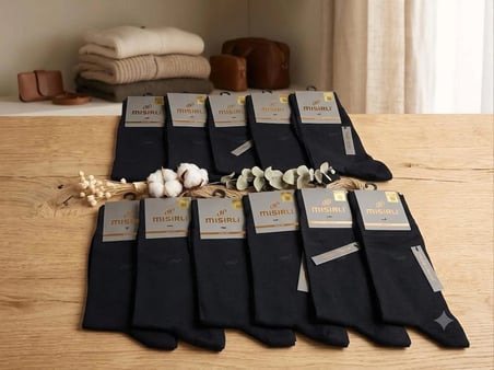 MISIRLI MODAL  ERKEK SOKET ÇORABI; ASORTİ 12'Lİ PAKET; 41-45