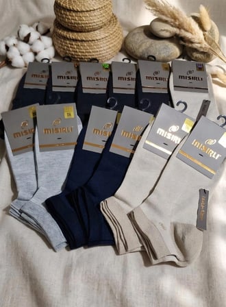 MISIRLI MODAL  ERKEK PATİK ÇORABI; ASORTİ 12'Lİ PAKET; 41-45