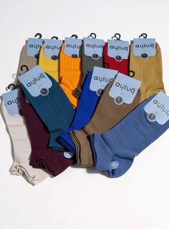 AYTUĞ COTTON ERKEK PATİK ÇORABI; MEVSİMLİK; DİKİŞSİZ; ASORTİ 12'Lİ KUTU; 41-45