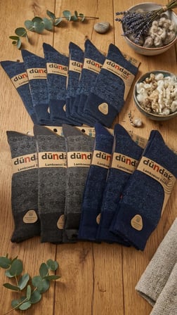 DÜNDAR ERKEK LAMSWOOL (YÜN) ÇORAP; KIŞLIK; DİKİŞSİZ/SOFT YIKAMA/KOKULU; ASORTİ 12'Lİ PAKET; (40-44)
