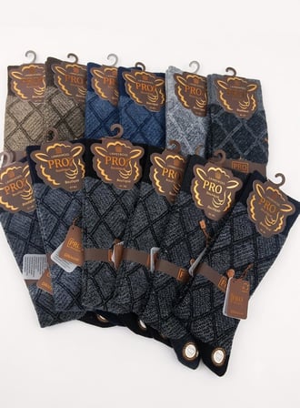 PRO BOUTİQUE STYLE AĞRI LAMBSWOOL (YÜN) ERKEK ÇORAP; ASORTİ 12'Lİ PAKET; DİKİŞSİZ