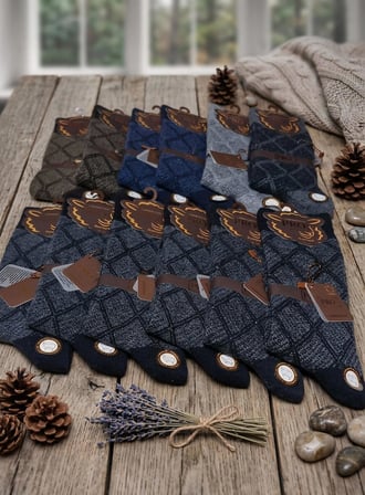 PRO BOUTİQUE STYLE AĞRI LAMBSWOOL (YÜN) ERKEK ÇORAP; ASORTİ 12'Lİ PAKET; DİKİŞSİZ
