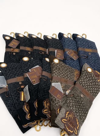 PRO BOUTİQUE STYLE ARTOS LAMBSWOOL (YÜN) ERKEK ÇORAP; ASORTİ 12'Lİ PAKET; DİKİŞSİZ