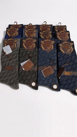 PRO BOUTİQUE STYLE İZLANDA LAMBSWOOL (YÜN) ERKEK ÇORAP; ASORTİ 12'Lİ PAKET; DİKİŞSİZ