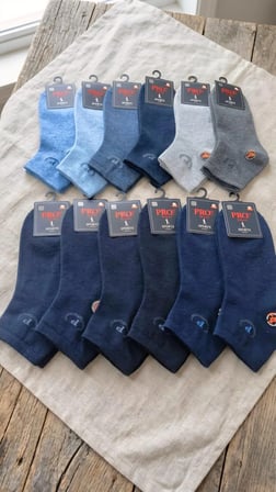 PRO SPORTS ERKEK TAKU PAMUK HAVLU PATİK; DİKİŞSİZ; ASORTİ 12'Lİ PAKET 40-44