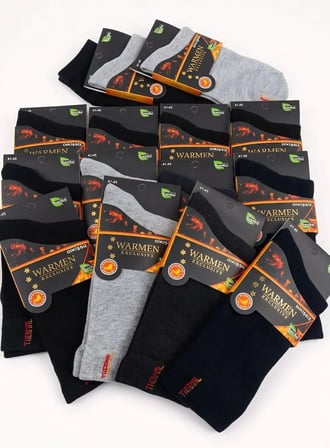 WARMEN ERKEK BAMBU THERMAL HAVLU ÇORAP; KIŞLIK; ASORTİ 12 Lİ PAKET (41-45)