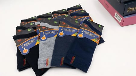 WARMEN ERKEK BAMBU THERMAL HAVLU ÇORAP; KIŞLIK; ASORTİ 12 Lİ PAKET (41-45)