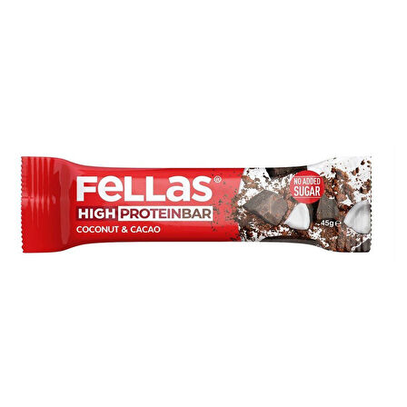 Fellas Yüksek Protein Bar - Hindistan Cevizli ve Kakaolu 45g (3 Adet)
