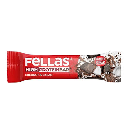 Fellas Yüksek Protein Bar - Hindistan Cevizli ve Kakaolu 45g (3 Adet)