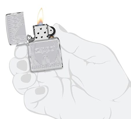 Zippo Armor Flame Polished Chrome Dizayn Çakmak