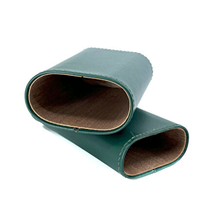 FireBird Deri Puro Kılıfı / Seyahat Humidoru 2'li - Yeşil / Gümüş Rengi