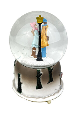 Kavuşan Çift Işıklı ve Müzikli Kar Küresi