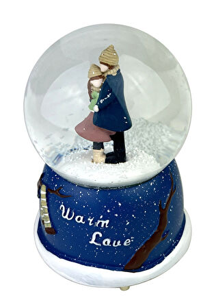 Warm Love Işıklı ve Müzikli Kar Küresi Model 1 - Lacivert