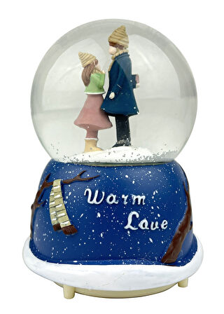 Warm Love Işıklı ve Müzikli Kar Küresi Model 2 - Lacivert