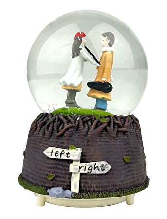 Left-Right Kemancı Işıklı ve Müzikli Kar Küresi