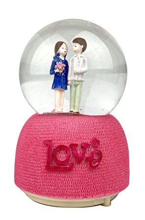 Love Aşk Müzikli ve Işıklı Müzikli Kar Küresi