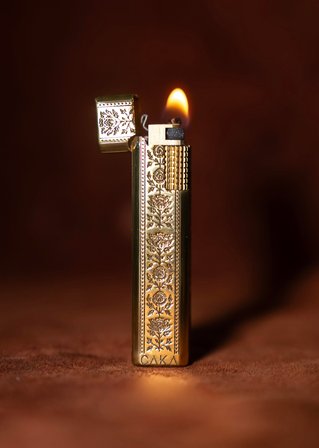 Caka Petra Serisi Benzinli Pirinç Çakmak - Petra Flora Gold