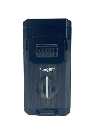 EuroJet Çift Torch Jet Alev Masa Tipi Puro Makaslı Puro Çakmağı - Siyah