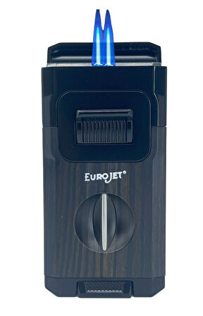 EuroJet Çift Torch Jet Alev Masa Tipi Puro Makaslı Puro Çakmağı - Siyah
