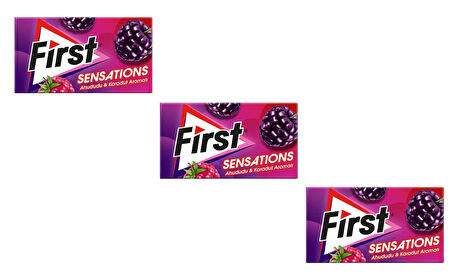 First Sensations Ahududu & Karadut Aromalı Şekersiz Tatlandırıcılı Sakız 3'lü Paket