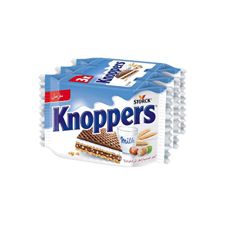 Knoppers Sütlü Krema ve Nuga Kremalı Fındıklı Gofret 25 Gr 3'lü Paket